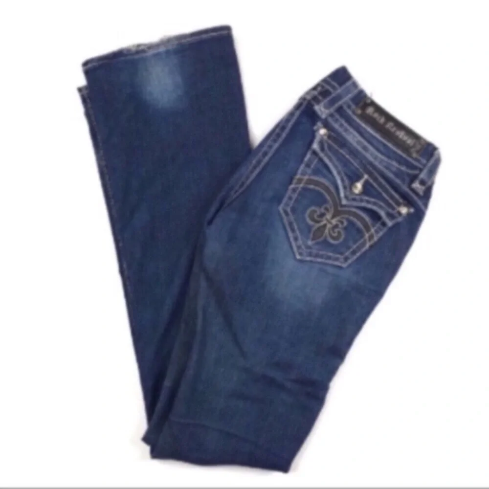Rock Revival Sasha Dark‎ Denim Boot Crystal Jeans Women’s Size 26